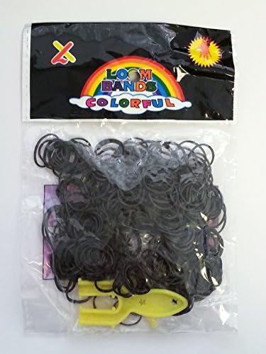 200 pcs 16x1mm Loom Bands with hook &amp; S clip - Black