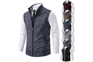 BAWUTZ Chaleco de Invierno para Hombre, Chaleco de Punto, Forro Polar, cárdigan sin Mangas con Cuello Alto, Chaqueta sin Mangas, Adecuado para Ciclismo, Correr, Senderismo, Golf, Trabajo