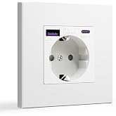 BSEED Schuko Wall Plug, 16A 250V Simple Plug on Plastic Panel, 1 Gang with 20W USB/Type C, White