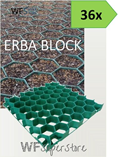 WUEFFE Grigliato salvaprato salvaverde in plastica carrabile Erba Block - 36 Pezzi