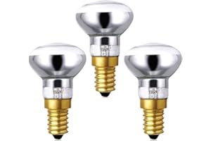 SUNNYLINN 3X R39 Lava Lamp Bulb 30W 240V E14 Small Edison Screw Reflector Spot Light Dimmable, SES Lava Lamp Bulbs, Warm White 2600K Energy Saving R39 Spotlight Halogen Bulbs (Gold Base).