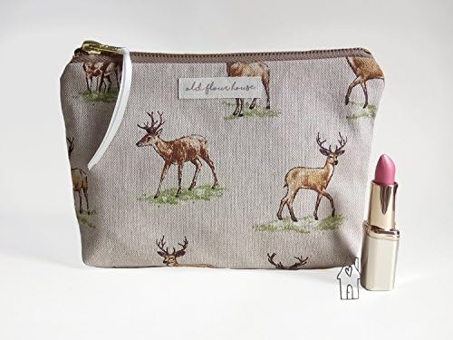Deer or Stag Print Toiletry Makeup Bag, Old Flour House