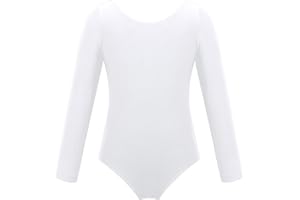 ranrann Enfant Fille Justaucorps Gymnastique Manche Longue Leotard Justaucorps Danse Classique Ballet Combinaison Gym Bodysuit Sport Yoga Jumpsuit Dancewear 3-12 Ans