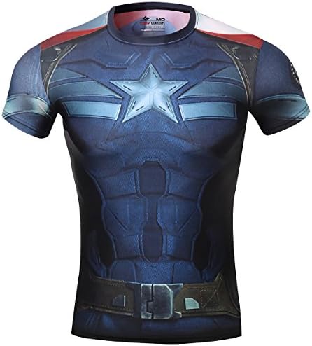 Cody LundinMen's Compression Armor America Hero Logo Fitness Run Sports Shortsleeve T-Shirt Captain America Shirts