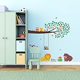 Decowall, DW-1410, Large Branch & Owls peel & stick Nursery wall decals stickers