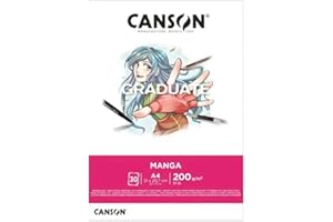 Canson Graduate Manga Blocco Collato A4 30 fogli Liscio 200 g, bianco, C31250P030