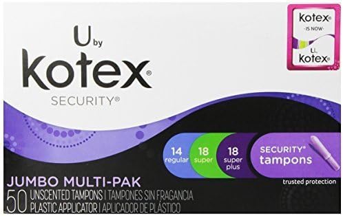 U by Kotex Security Tampons, Jumbo Multi-Pak Regular/Super/Super Plus, Plastic Applicator, Unscented, 50 Count by Kimberly-Clark