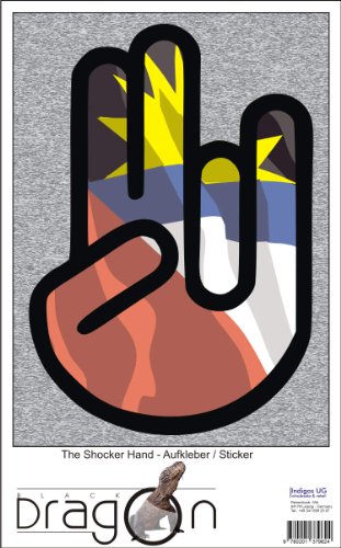 The Shocker Hand - Laptop Notebook Skin Sticker Cover Art Decal - 210x144 mm black Outline with Flag - Antigua