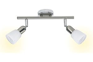 ‎BRILLIANT BRILLIANT Lampe Sofia Spotrohr 2flg eisen/chrom/weiß | 2x D45, E14, 40W, geeignet für Tropfenlampen (nicht enthalten) | Köpfe schwenkbar