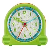 JACQUES FAREL Happy Learning Kinder-Wecker Junge Mädchen Grün ohne Ticken Snooze Analog Quarz ACL 02
