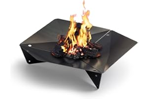 höfats - Triple 90 Brasero - Cheminée et Gril Design - pour terrasse et Jardin - Acier Corten Aspect Rouille