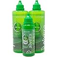 Avizor Alvera - Lens Solution with Aloe Vera - Pack 2x350ml + 100ml Travel Bottle - Lens Cleaning and Disinfection with Aloe Vera - Suitable for All Types of Soft Contact Lenses