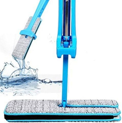 HARRYSTOER Double Sided Flat Floor Mop Wet &amp; Dry Microfiber Cloth 360 Automatic Self Wringing Squeeze Mop for Bathroom, Kitchen,Washing Room, Living Room, Wall, Tile and Hardwood Floor Blue