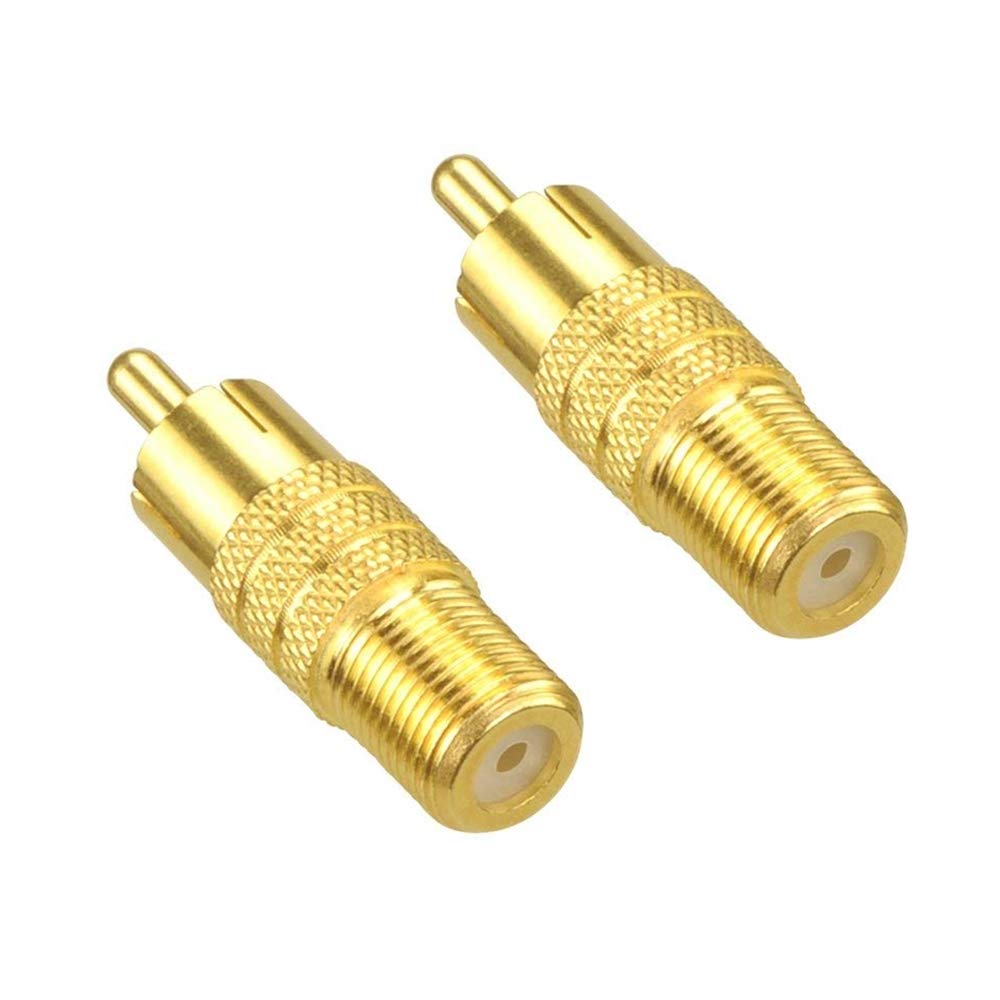 VCE 2-PACK F Type Female to RCA Male Coaxial Cable Audio Adapter Connector, Gold Plated