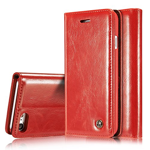 Roreikes iPhone SE 5S 5 Hülle, Neue Art und Weise Crazy Horse Luxus echtes Leder-Mappen-Karten-Slot-Abdeckung Schlag-Fall mit Standplatz für Apple iPhone SE 5S 5 – Braun