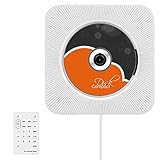 Bluetooth-CD-Player, VIFLYKOO Wand montierbar HiFi Lautsprecher Radio mit Fernbedienung USB MP3 3,5 mm Kopfhörer-Buchse AUX Eingang/Ausgang,weiß