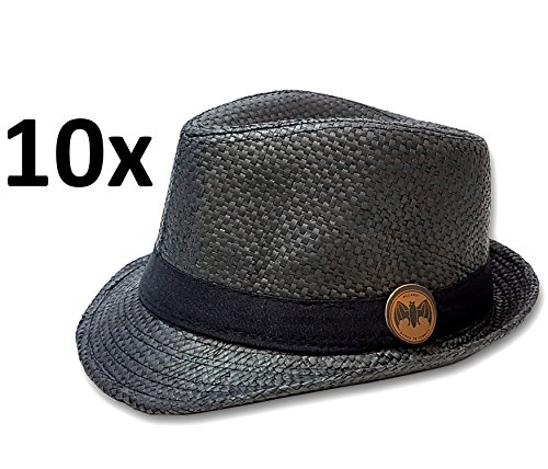 Preisvergleich Produktbild Bacardi Hut Hüte Strohhut Strandhut partyhut Sonnenhut braun - 10er Set