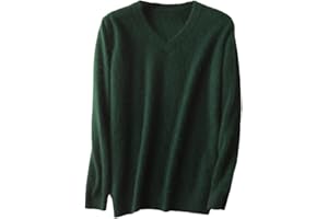 DNINMIM Men's Solid V-Neck Cashmere Knitted Sweaters Winter Casual Long Sleeve Warm Jumper Pullovers