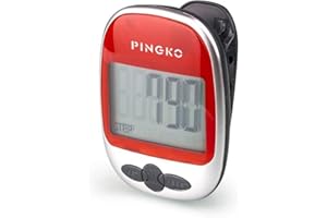 PINGKO Best Pedometer for Walking Accurately Track Steps Multi-Function Portable Sport Pedometers Step/Distance/Calories/Counter - Red