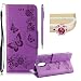 Produktbild für Lenovo Moto G4 /für Lenovo Moto G4 Plus Hülle Leder Violett ,SKYXD Schmetterlings Blumen Drucken Prägung Muster Schutzhülle Folio Handytasche Trageschlaufe / Magnetverschluss / Kartenfächer Brieftasche / Standfunktion Handyhülle mit Krone Staubstecker + Eingabestift 3 in 1 Zubehör Leder Tasche für Lenovo Moto G4/G4 Plus Bookstyle Flip Leather Case