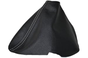 The Tuning-Shop compatible with Gear Gaiter for Renault Kangoo 2 MK2 II 2008-2019 Black Genuine Italian Leather Grey Stitching