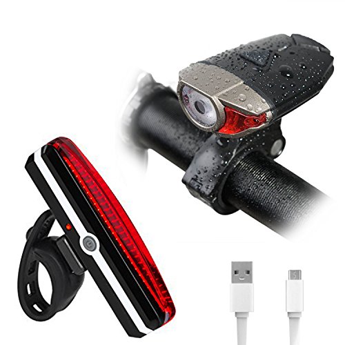 YaFex LED Fahrrad Lichter Set USB Wiederaufladbare Fahrradbeleuchtung 3-6 Licht-Modi Wasserdicht Outdoor Fahrradlampe