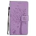 Produktbild Motorola Moto X Style Hülle, Chreey Prägung [Katze Baum] Muster PU Leder Hülle Flip Case Wallet Cover mit Kartenschlitz Handyhülle Etui Schutztasche [Hell lila]