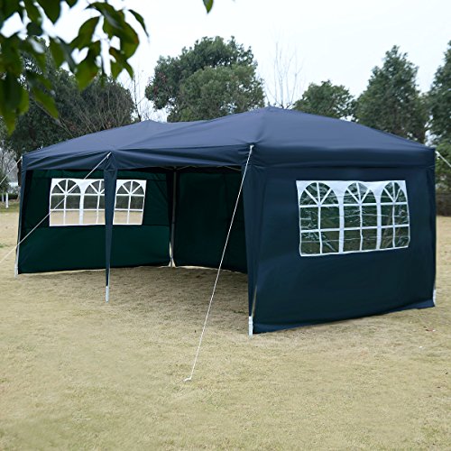 Gartenpavillon Partyzelt Bierzelt Pavillon Gartenzelt Hochzeit Festzelt Zelt 3 x 6 m Farbwahl (Blau) - 5
