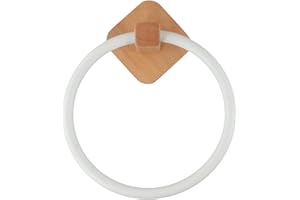 Emiif Porta asciugamani da parete, anello portasciugamani, porta rotolo da bagno, in legno (bianco faggio)