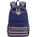 Price comparison product image AuBer Women Ladies Girls Ethnic Style Flower Decoration Casual Canvas School Travel Bag Daypacks Backpack Rucksack School Backpack for Teenage Girls (Navy)