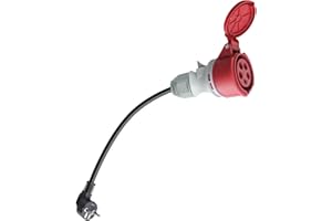 JUMBENA Adaptateur courant fort CEE 16 A vers Schuko - Adaptateur Schuko vers CEE 5 broches - 16 A vers 16-32 A - Adaptateur 230 V - Longueur du câble : 0,5 m - Chargeur de voiture électrique