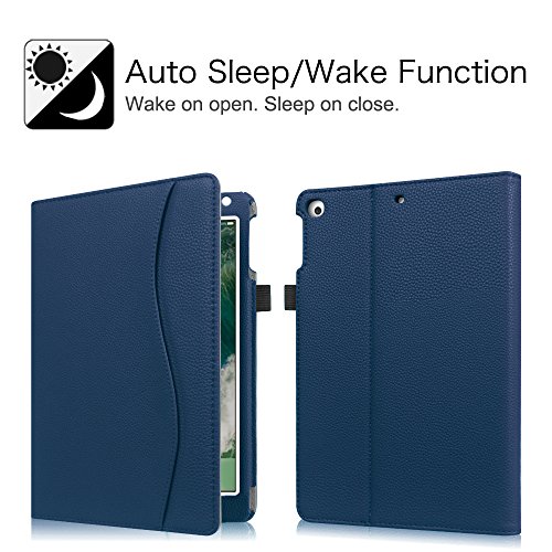 Fintie iPad 9.7 Zoll 2017 / iPad Air 2 / iPad Air Hülle – [Eckenschutz] Multi-Winkel Betrachtung Folio Stand Schutzhülle Cover Case Tasche mit Dokumentschlitze, Standfunktion, Auto Wake / Sleep für Apple iPad 2017 Neue Modell 9.7″ Retina Display Tablet, iPad Air 1/2, Marineblau - 2