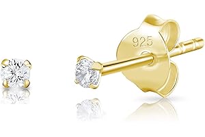 DTPSILVER Pendientes Pequeños para Mujer Plata de Ley 925 Chapados Oro Amarillo y con Circonita - Aretes Mujer Oro - Pendientes Pequeños Brillantes - Pendientes Mujer Diamante - Diámetro 2, 3, 4, 5 o 6 mm