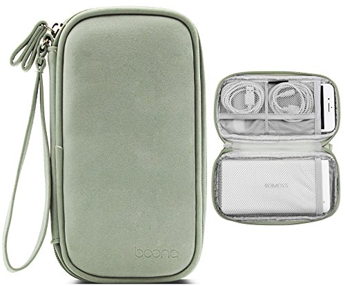 Preisvergleich Produktbild Boona Wasserdichte Weiche elektronische Aufbewahrungstasche für Romoss 20000 mAh Power Bank, iPhone 8 Plus, Vrious Kabel und Kopfhörer, 14 cm (5,5 Zoll), Grün