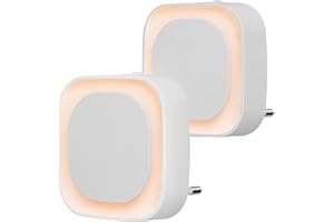 YUNLEX 2 Pcs Veilleuse LED Automatique, Lampe de Nuit à Capteur Crépusculaire, 3 niveaux de luminosité Dimmmable Veilleuse Enfant avec Prise, pour Couloir, cuisine, salle de bains, Ambre