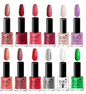 G4U Nail Paints 12 Pcs Long Lasting,Shine Nail Polish Kit For Girls? Quick Dry, Hardener, Bright and Shiny Finish - 8 ML Each (ST- St 8-7-6-3)