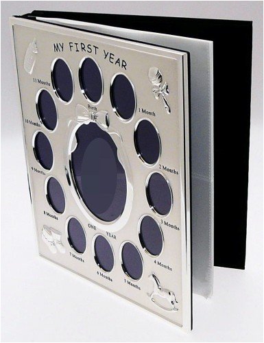 Silver Colour ' My First Year ' Photo Album Babys First Birthday Christening Gift - Holds 72 Photos