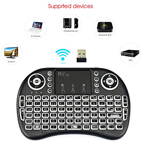 Rii mini i8s Mini teclado Inal  mbrico  Layout Espa  ol  - 2 4GHz Mini Teclado retroiluminado ergon  mico con doble rat  n touchpad para Smart TV  Mini PC Android  Pad  Andriod   Google TV Box  Raspberry PI