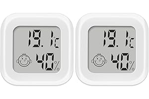 Pitasha Mini Thermometre Hygromètre Interieur, Digital Thermometre Hygrometre Interieur Indicateur Précision, Moniteur de TempéRature et Humidimètre avec Affichage de Confort et ℃/℉ SéLectionnable(2)
