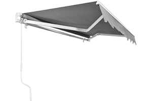 Tuff Concepts Manual Garden Awning Canopy Fabric Outdoor Patio Sun Shade Shelter (3.5m x 2.5m, Grey)