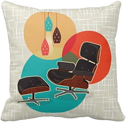 Eames Lounge Chair Mid Century Designers Tribute Pillow Case 18" * 18"