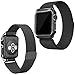 Produktbild lala Pink Apple Watch Armband mit Metallrahmen, Edelstahl Mesh Milanese Loop mit Schützend Hülle Magnetisch und Schließung Schließe für Apple Watch Serie 3 2 1 Nike + Sport Edition 42mm(Schwarz)