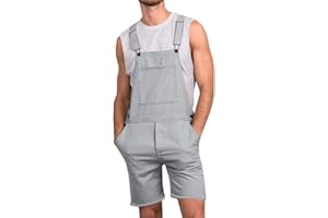 Runcati Herren Jeans Overall Baumwolle Latzhose Kurze Arbeitshose Loose Fit Männer Denim Jumpsuit mit Taschen