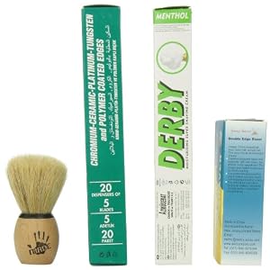 Shaving Factory SF291 Double Edge Safety Razor/Shaving Factory Hand Made Shaving Brush XS Derby Shaving Cream Menthol… - Image 3