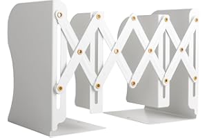 feyiubmen Fermalibri regolabili in metallo elegante di feyiubmen, la lunghezza alare è di 10-50 cm, 2 modelli, bianco e nero, per biblioteca, biblioteca e scuola (bianco)