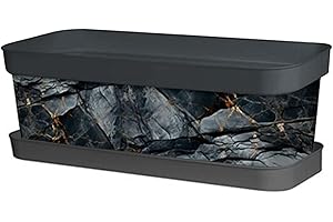 AC - Jardinera de plástico con Plato, Modelo Black Gold, Tiesto, macetero, Recipiente para Plantas, Fabricada en España (Gris Antracita - 50 cm)