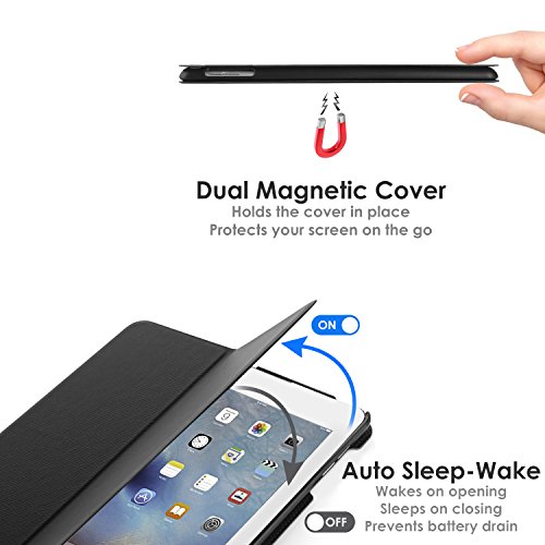 Forefront Cases® Neue Leder Hülle / Tasche / Case / Cover für Apple iPad Air 2 / 2nd Generation (Oktober 2014) – Rundum-Geräteschutz und intelligente Auto-Sleep-Wake-Funktion mit 3-JAHRES-GARANTIE VON FOREFRONT CASES - 6
