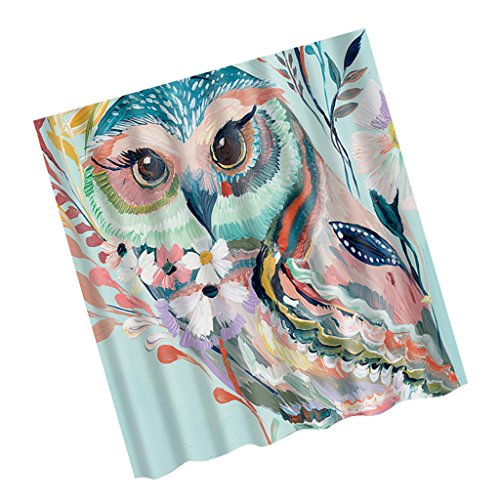 MagiDeal Schimmelresistenter Wasserabweisender Stoff-Duschvorhang 180 x 180cm, Tier Muster – Eule, 180 x 180 cm - 3