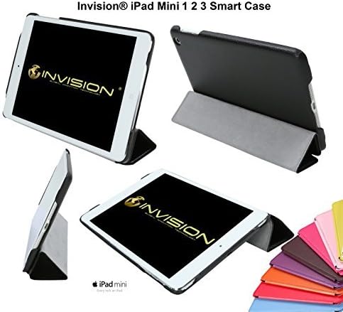 Invision® iPad Mini 1 2 &amp; 3 Smart Case Cover - Superior Design Features - Magnetic Auto Wake/Sleep Function Quality PU Leather - Recommended by "Which?" Magazine (iPad Mini 1 2 &amp; 3 Black)
