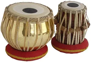 Shrinivasa Enterprises Sheesham Wood TB-0082 Hand Made Golden Brass Tabla Set Gold Color - A Musical Instrument